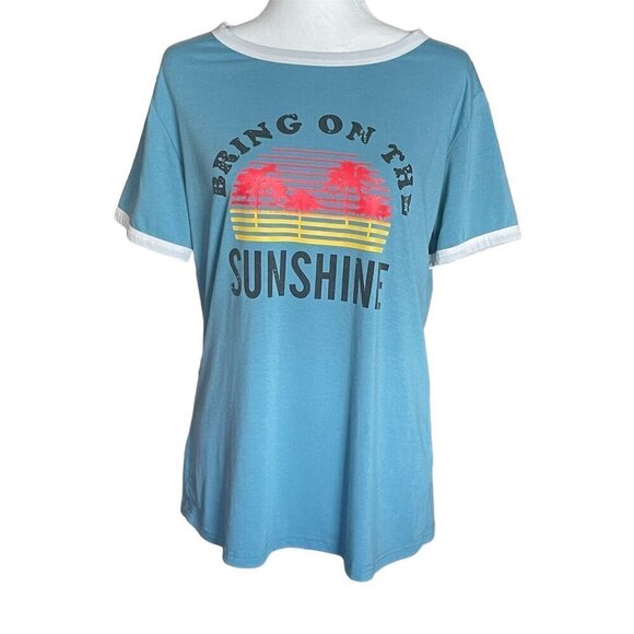 Tops - Retro Bring on the Sunshine Light Blue TShirt Size L